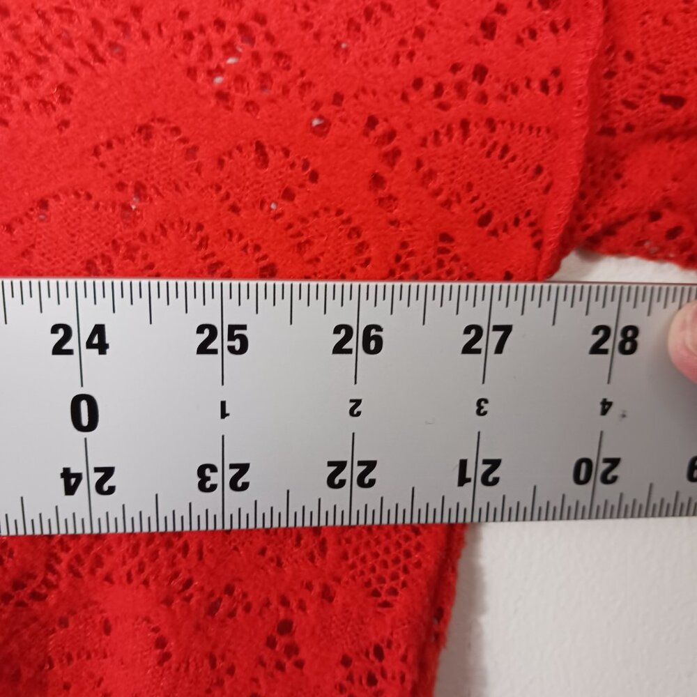 Free People, Red Long Sleeve Top, Open Knit, Oversized, Size MED, Lt. Wt., Soft - Picture 11 of 16
